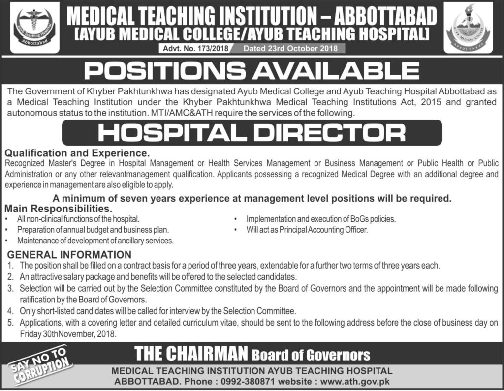 applications-are-invited-for-the-post-of-hospital-director-ayub-teaching-hospital-abbottabad